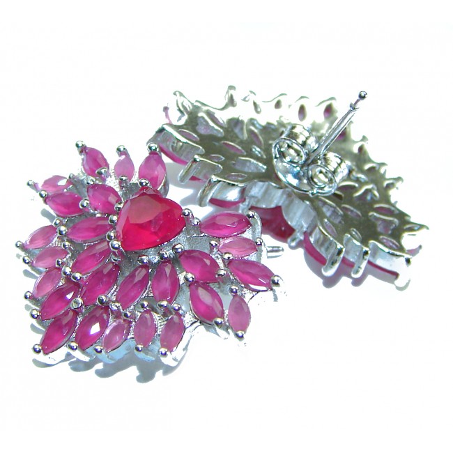 Angel's Heart 12.5 carat Ruby .925 Sterling Silver handmade earrings - photo 1