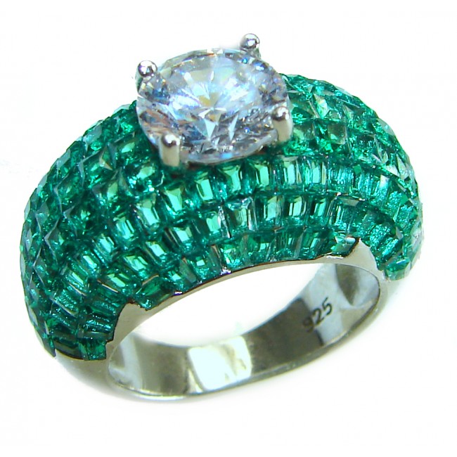 My Love 3.5 carat White Topaz Emerald .925 Sterling Silver Ring size 6 1/2 - photo 3
