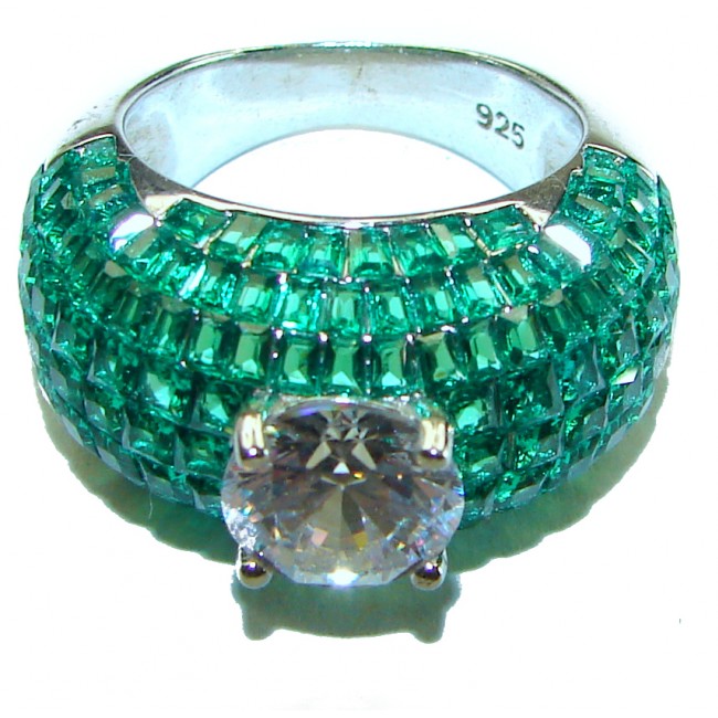 My Love 3.5 carat White Topaz Emerald .925 Sterling Silver Ring size 6 1/2 - photo 2