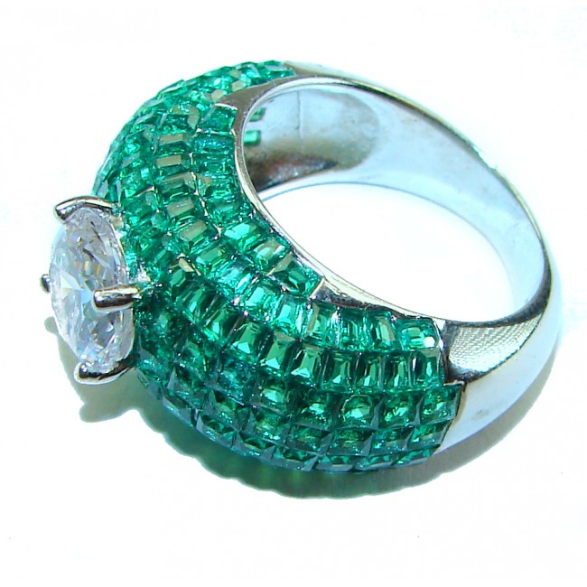 My Love 3.5 carat White Topaz Emerald .925 Sterling Silver Ring size 6 1/2 - photo 1
