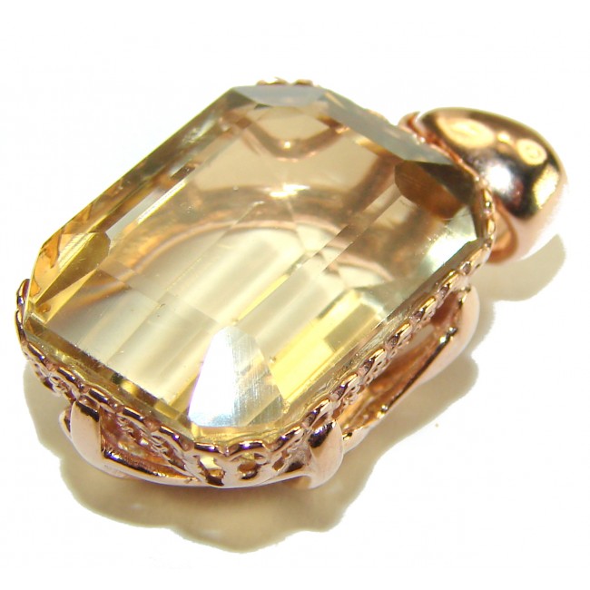 11.3 carat Lemon Quartz 14K Gold over .925 Sterling Silver handcrafted pendant - photo 2