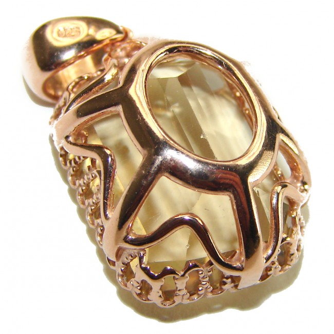 11.3 carat Lemon Quartz 14K Gold over .925 Sterling Silver handcrafted pendant - photo 1