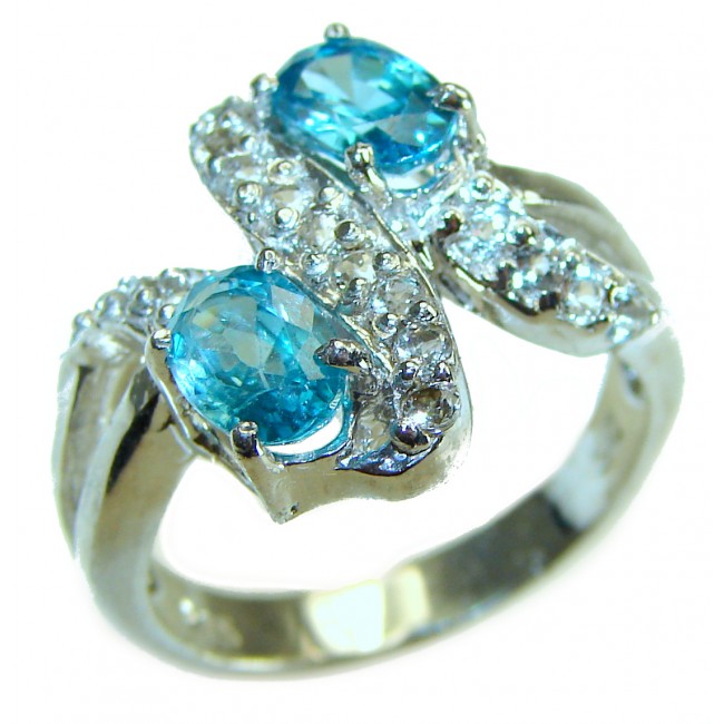 6.5 carat Swiss Blue Topaz .925 Sterling Silver handmade Ring size 7 3/4 - photo 3