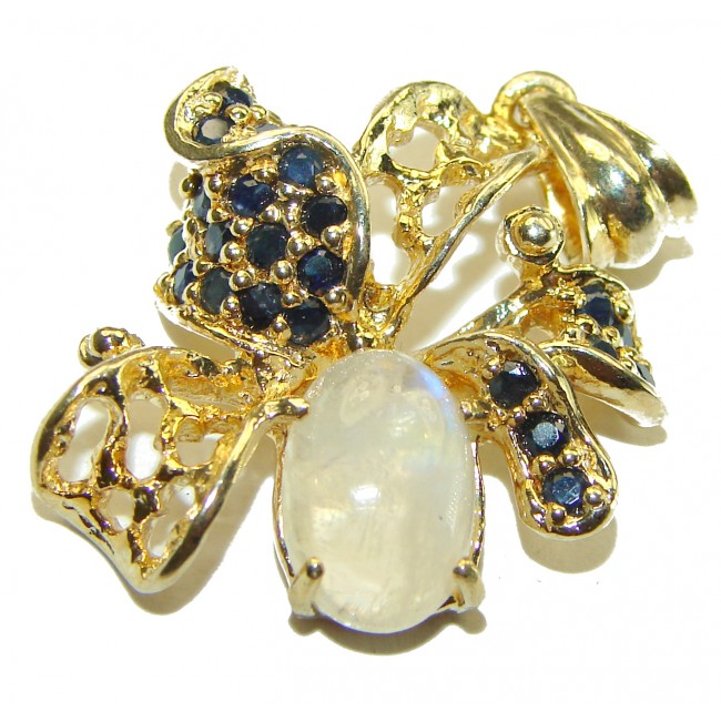 Genuine Rainbow Moonstone 14k Gold over .925 Sterling Silver handcrafted pendant