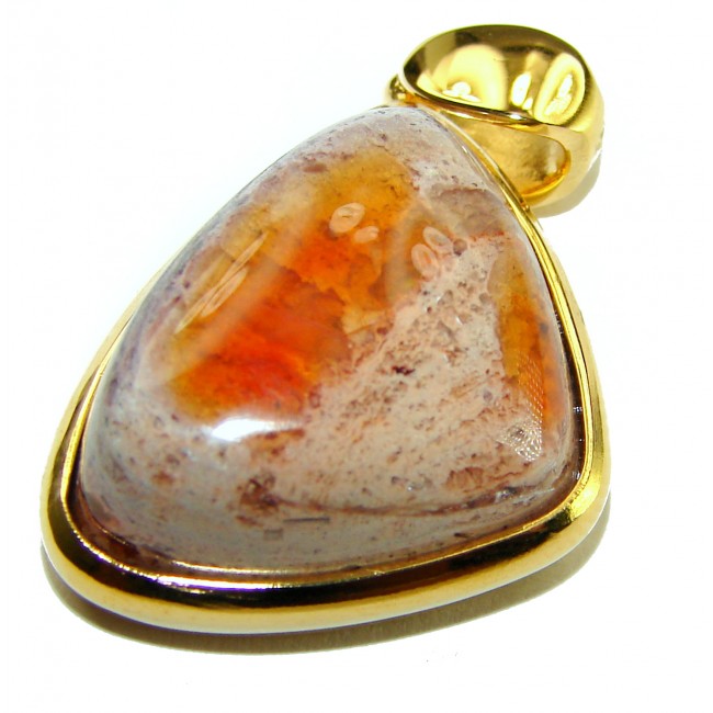 Inner Fire 21.5 carat Mexican Fire Opal 18K Gold over .925 Sterling Silver handmade Pendant - photo 3