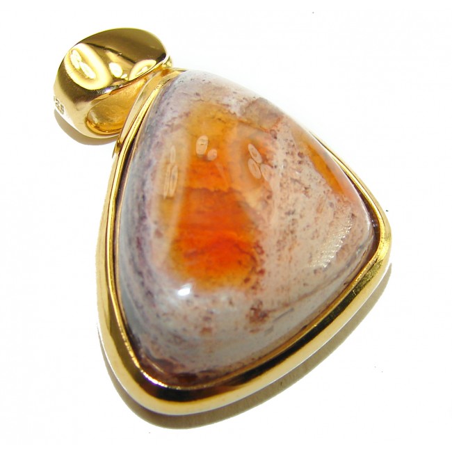 Inner Fire 21.5 carat Mexican Fire Opal 18K Gold over .925 Sterling Silver handmade Pendant - photo 2