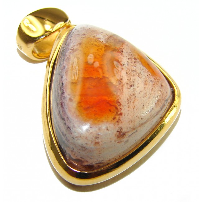Inner Fire 21.5 carat Mexican Fire Opal 18K Gold over .925 Sterling Silver handmade Pendant - photo 1