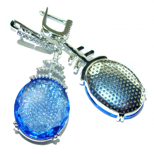 Eau Pure 21.5 carat Swiss Blue Topaz .925 Sterling Silver Handcrafted Earrings - photo 2