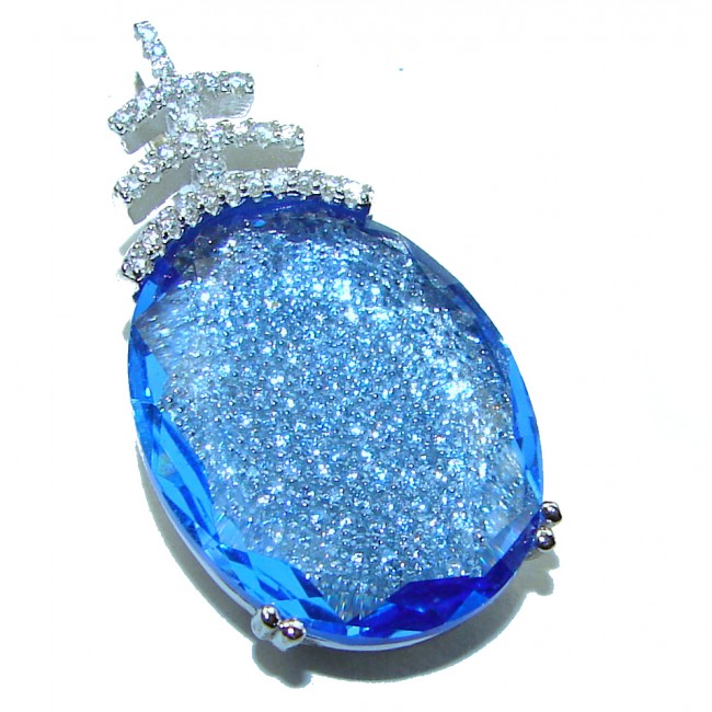 Eau Pure 21.5 carat Swiss Blue Topaz .925 Sterling Silver Handcrafted Pendant - photo 3