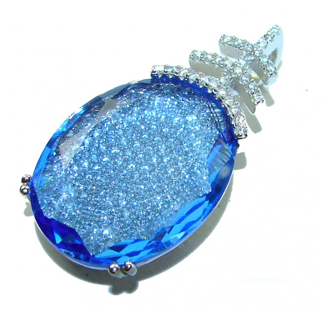 Eau Pure 21.5 carat Swiss Blue Topaz .925 Sterling Silver Handcrafted Pendant - photo 2