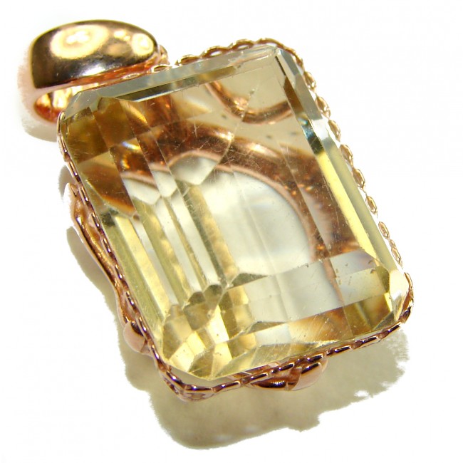 11.3 carat Lemon Quartz 14K Gold over .925 Sterling Silver handcrafted pendant - photo 3
