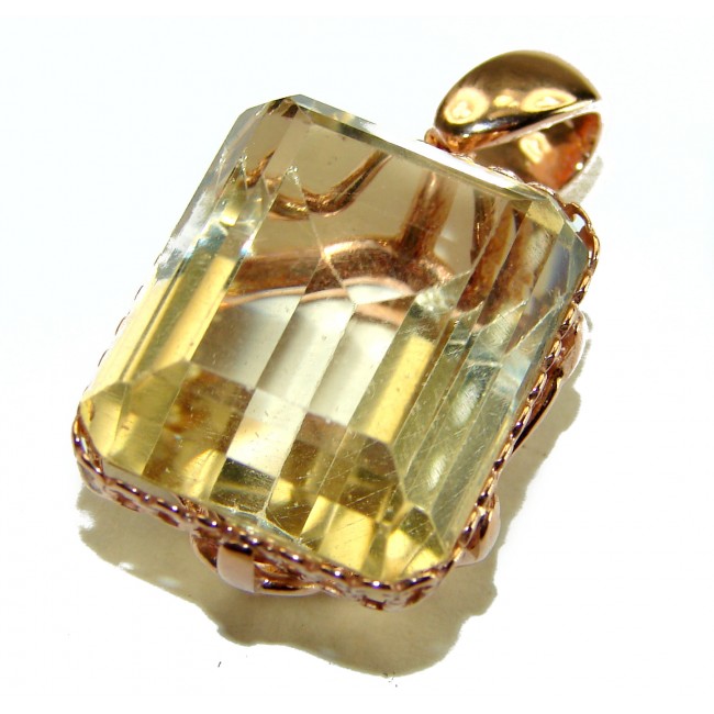 11.3 carat Lemon Quartz 14K Gold over .925 Sterling Silver handcrafted pendant - photo 2