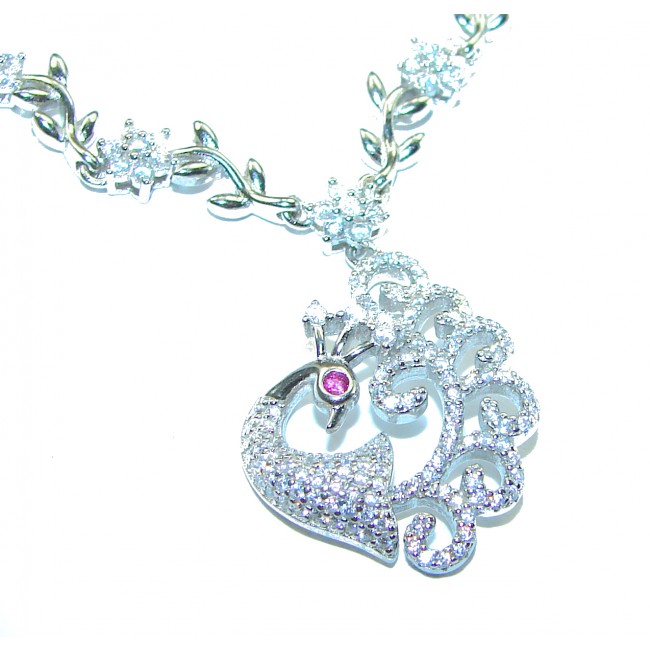 Graceful Swan White Topaz .925 Sterling Silver handcrafted necklace - photo 1