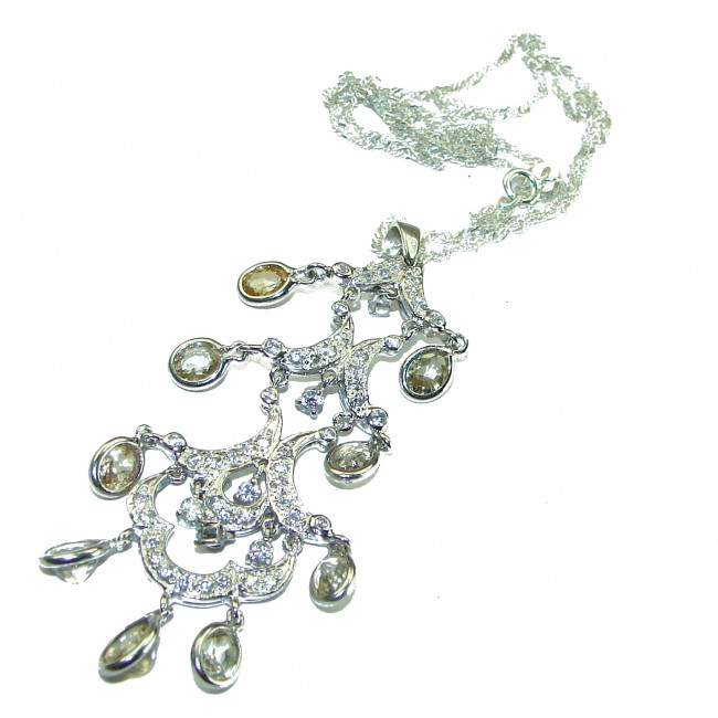 Incredible Design Champagne Smoky Topaz .925 Sterling Silver handmade necklace - photo 3