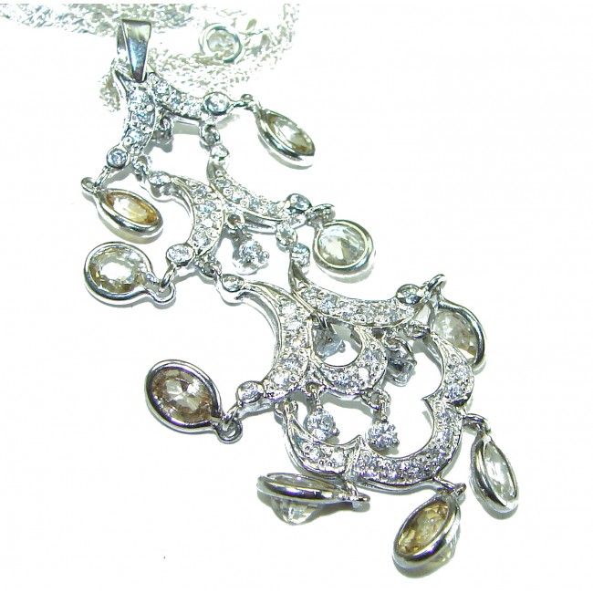 Incredible Design Champagne Smoky Topaz .925 Sterling Silver handmade necklace - photo 2