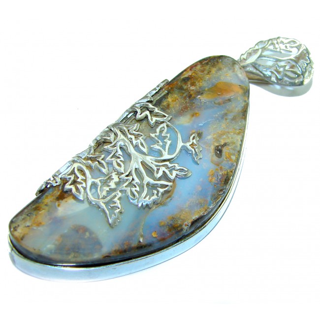 Authentic 42.2 carat Australian Boulder Opal .925 Sterling Silver handmade Pendant