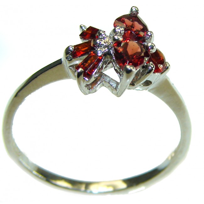 Blooming Rose Authentic Garnet 14K Gold over .925 Sterling Silver handcrafted Ring size 10