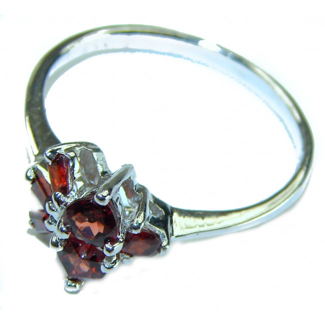 Blooming Rose Authentic Garnet 14K Gold over .925 Sterling Silver handcrafted Ring size 10
