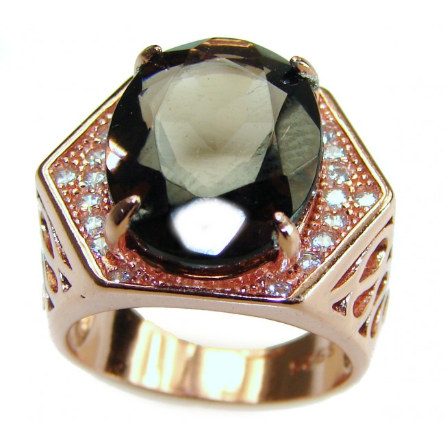 Liliana 8.5 carat Champagne Smoky Topaz 14 k Rose Gold over .925 Sterling Silver Oversized Ring size 6 - photo 3