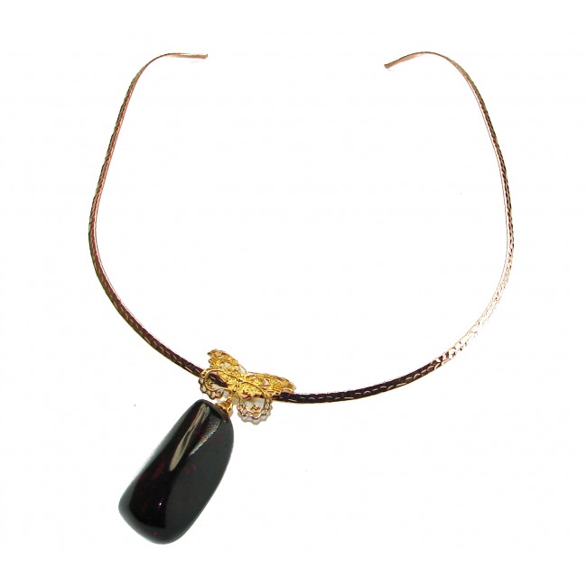 Golden Buttefly Natural Beauty Golden Polish Amber .925 Sterling Silver handmade necklace - photo 2