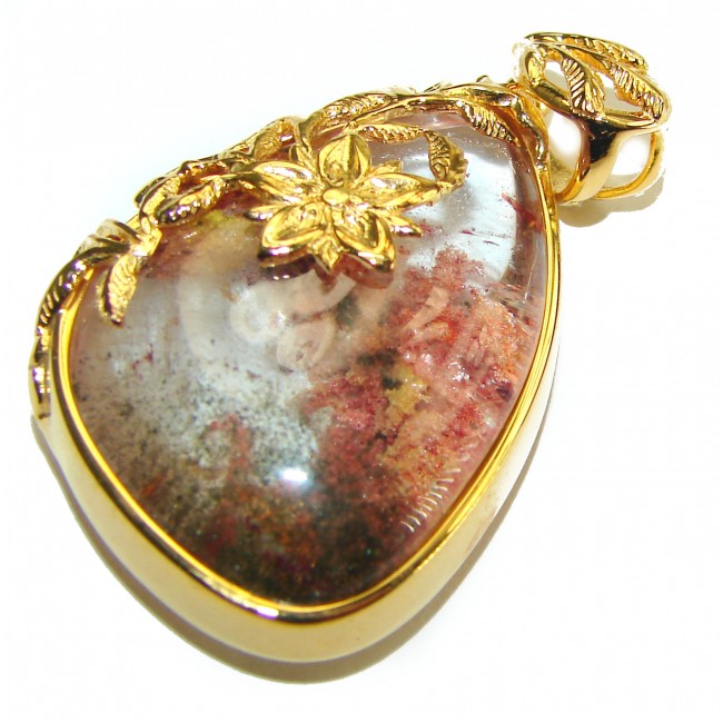Incredible authentic Phantom Quartz 18K Gold over .925 Sterling Silver handmade pendant - photo 3