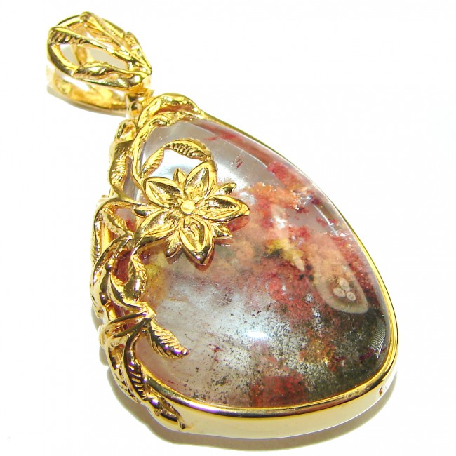 Incredible authentic Phantom Quartz 18K Gold over .925 Sterling Silver handmade pendant - photo 2
