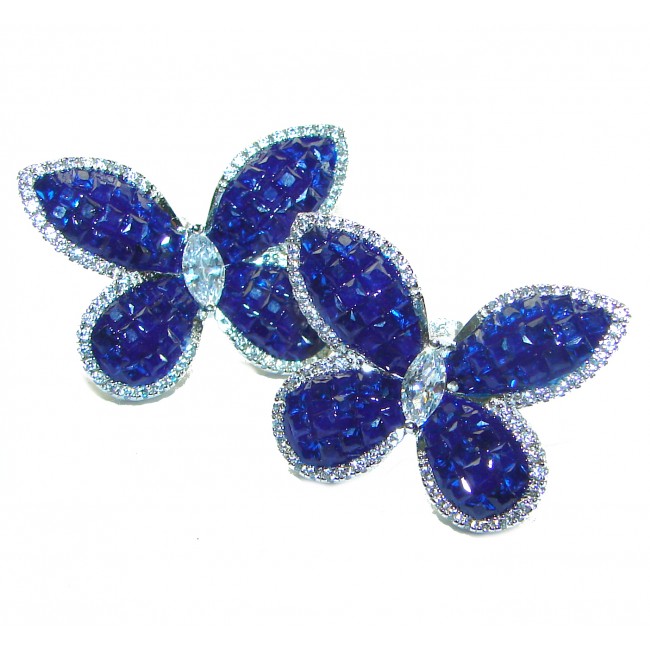 Magnificent Jewel Sapphire Butterflies .925 Sterling Silver handcrafted incredible earrings - photo 5