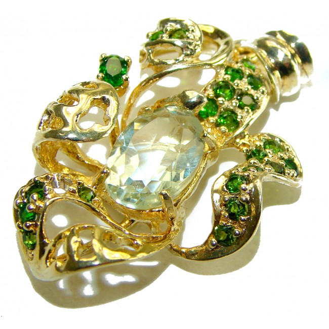 Splendid 8.5 carat Citrine Chrome Diopside 14K Gold over .925 Sterling Silver Handcrafted handmade Pendant - photo 3