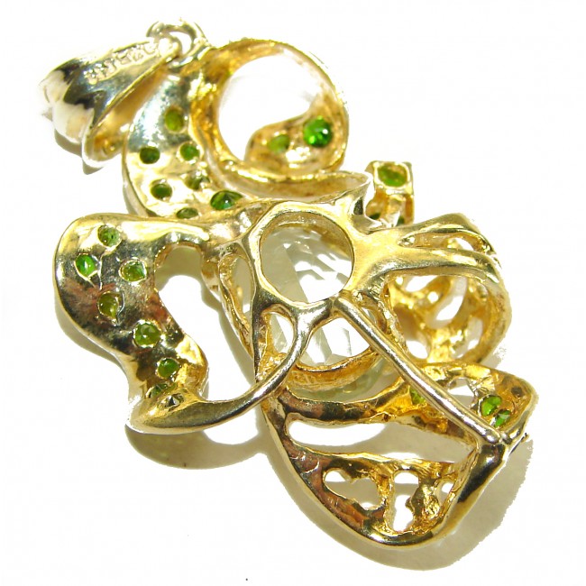 Splendid 8.5 carat Citrine Chrome Diopside 14K Gold over .925 Sterling Silver Handcrafted handmade Pendant - photo 1