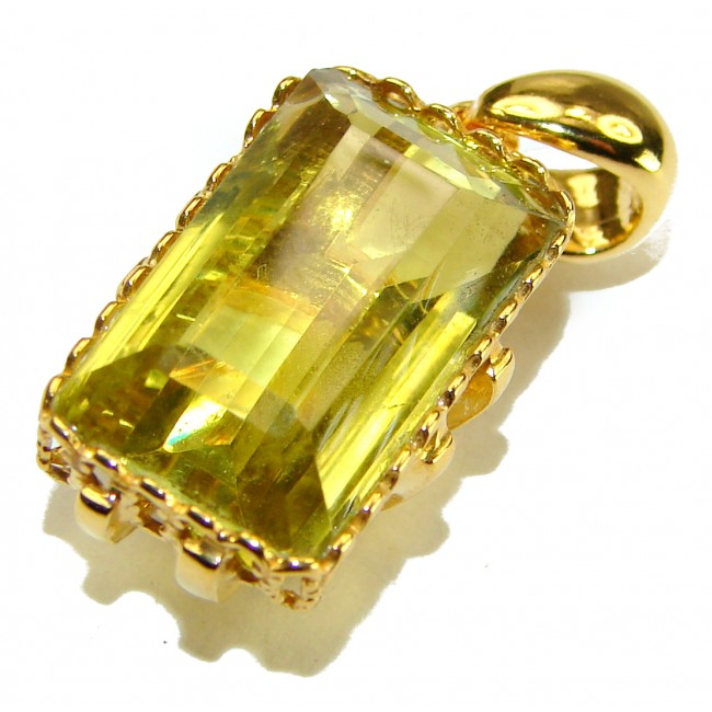 12.3 carat Lemon Quartz 14K Gold over .925 Sterling Silver handcrafted pendant - photo 2