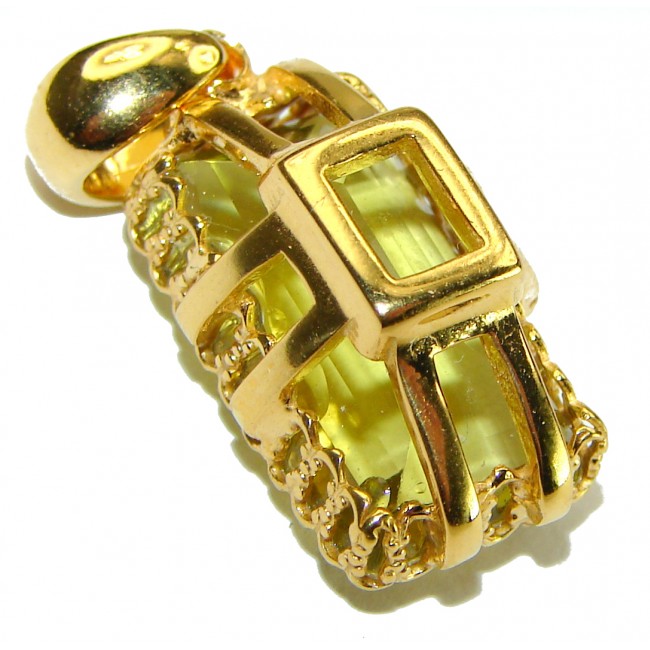 12.3 carat Lemon Quartz 14K Gold over .925 Sterling Silver handcrafted pendant - photo 1