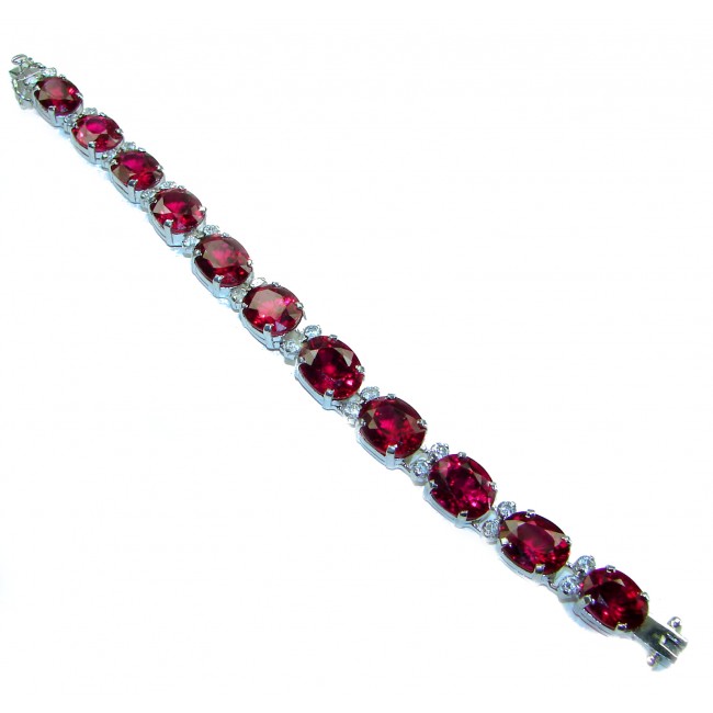 Incredible design authentic 65.5 carat Red Topaz .925 Sterling Silver handmade Bracelet - photo 3