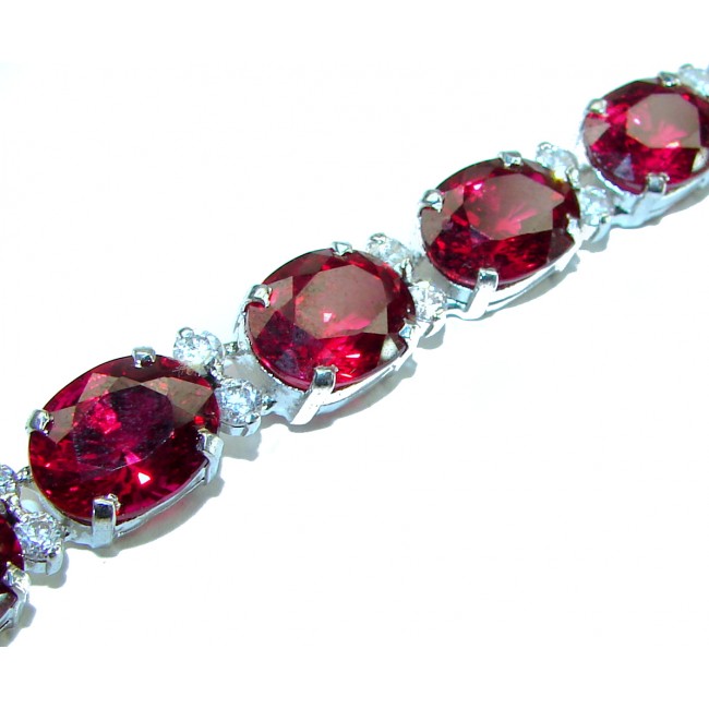 Incredible design authentic 65.5 carat Red Topaz .925 Sterling Silver handmade Bracelet - photo 1