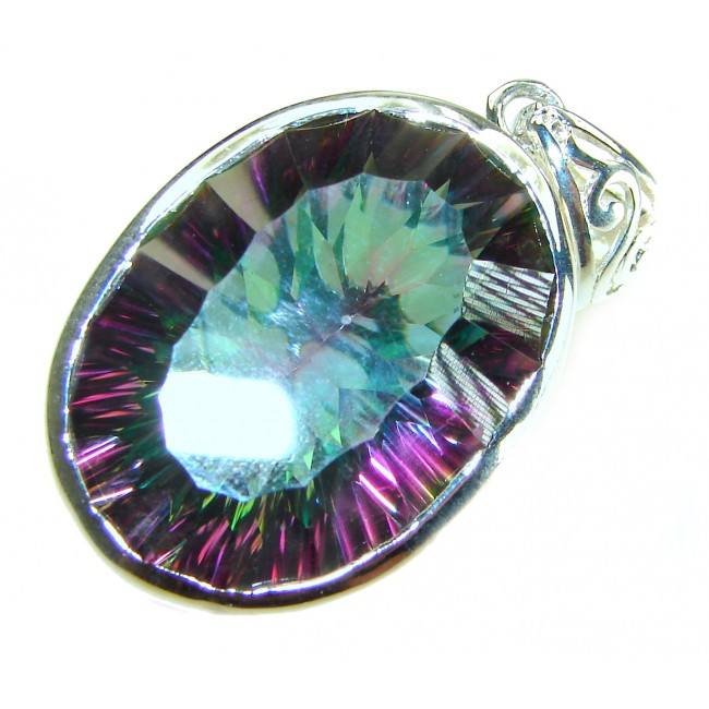 26.5 carat oval cut Mystic Topaz .925 Sterling Silver handcrafted Pendant - photo 3