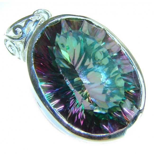 26.5 carat oval cut Mystic Topaz .925 Sterling Silver handcrafted Pendant - photo 2