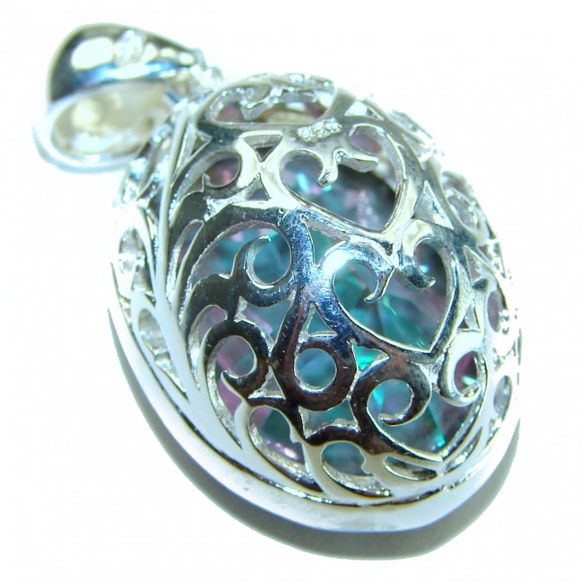 26.5 carat oval cut Mystic Topaz .925 Sterling Silver handcrafted Pendant - photo 1