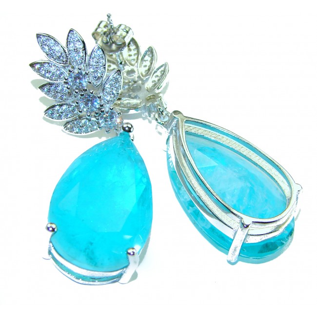 Gabriella Unique 26.5 carat Emerald .925 Sterling Silver handcrafted Statement earrings - photo 1