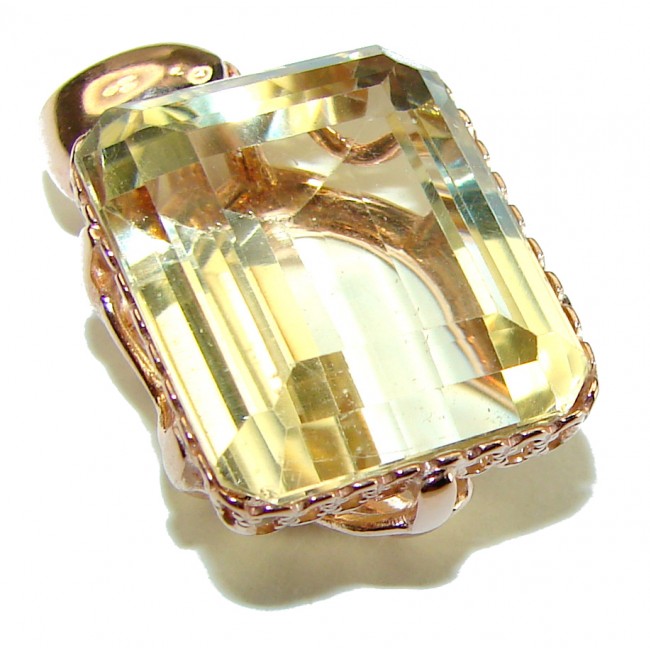 17.3 carat Lemon Quartz 14K Gold over .925 Sterling Silver handcrafted pendant - photo 3