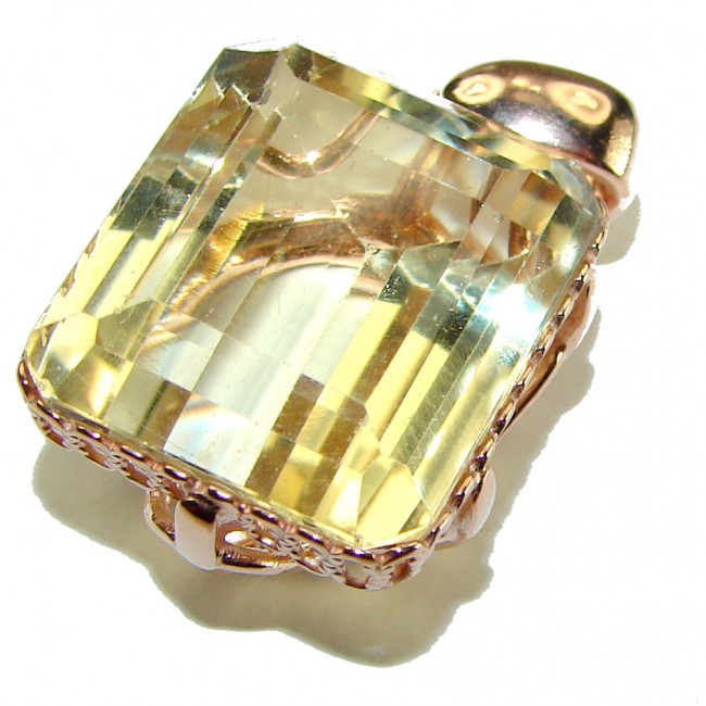 17.3 carat Lemon Quartz 14K Gold over .925 Sterling Silver handcrafted pendant - photo 2