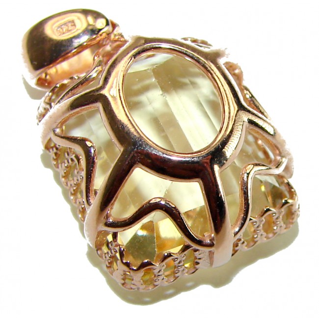17.3 carat Lemon Quartz 14K Gold over .925 Sterling Silver handcrafted pendant - photo 1