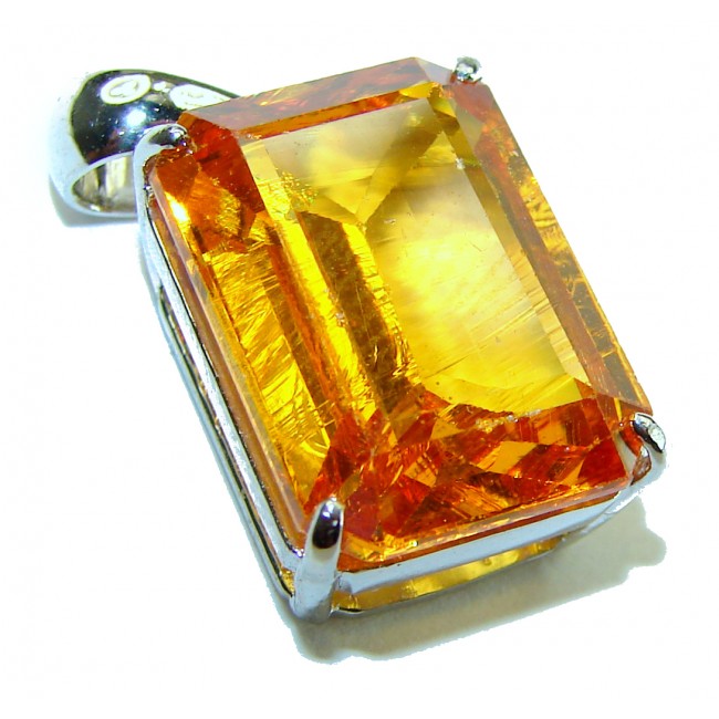 11.3 carat Lemon Quartz 14K Gold over .925 Sterling Silver handcrafted pendant - photo 3