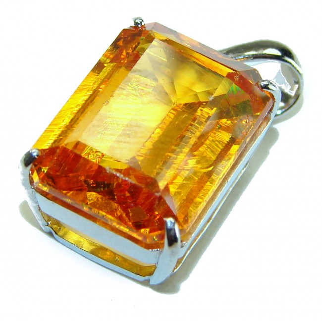 11.3 carat Lemon Quartz 14K Gold over .925 Sterling Silver handcrafted pendant - photo 2