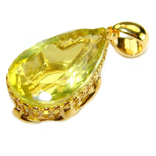 Sunlight 14.3 carat Lemon Quartz 14K Gold over .925 Sterling Silver handcrafted pendant - photo 3