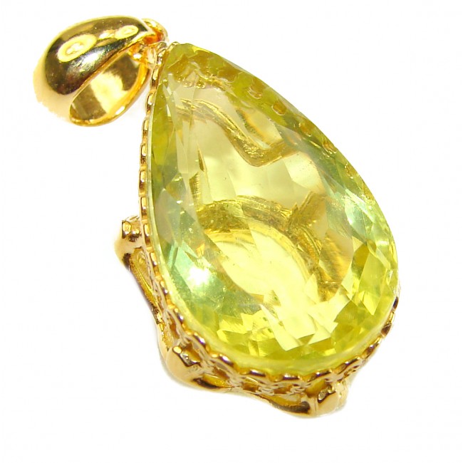 Sunlight 14.3 carat Lemon Quartz 14K Gold over .925 Sterling Silver handcrafted pendant - photo 2