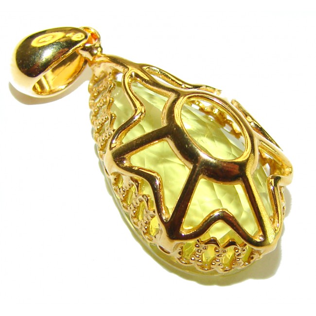 Sunlight 14.3 carat Lemon Quartz 14K Gold over .925 Sterling Silver handcrafted pendant - photo 1