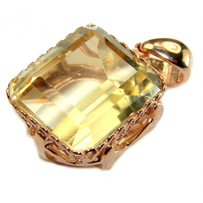 11.3 carat Lemon Quartz 14K Gold over .925 Sterling Silver handcrafted pendant - photo 2