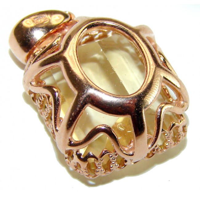 11.3 carat Lemon Quartz 14K Gold over .925 Sterling Silver handcrafted pendant - photo 1