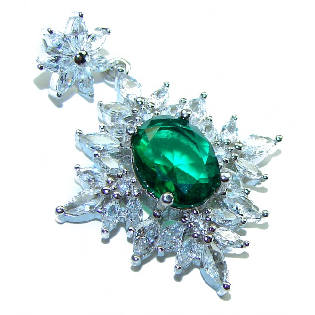 Luxurious 4.9 carat Emerald .925 Sterling Silver handcrafted handcrafted pendant - photo 2