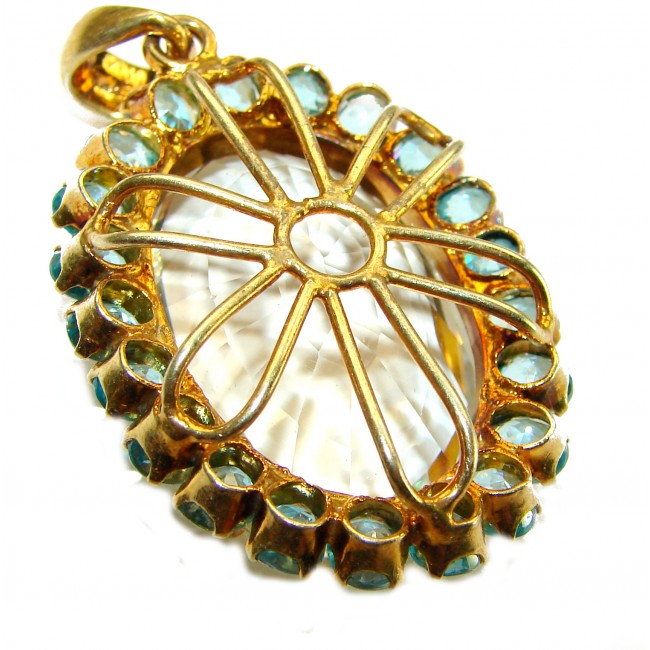 Luxurious 88.5 carat Fancy Smoky Topaz 14K Gold over .925 Sterling Silver handmade Large Pendant - photo 2