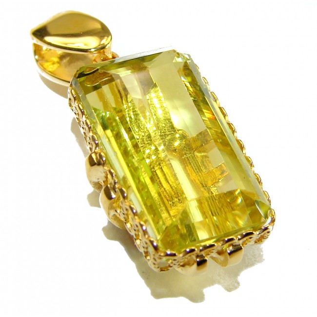 12.3 carat Lemon Quartz 14K Gold over .925 Sterling Silver handcrafted pendant - photo 3